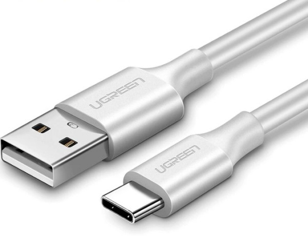 كيبل يوجرين USB-A 2.0 إلى USB-C مطلي بالنيكل بطول 1.5 متر (أبيض)