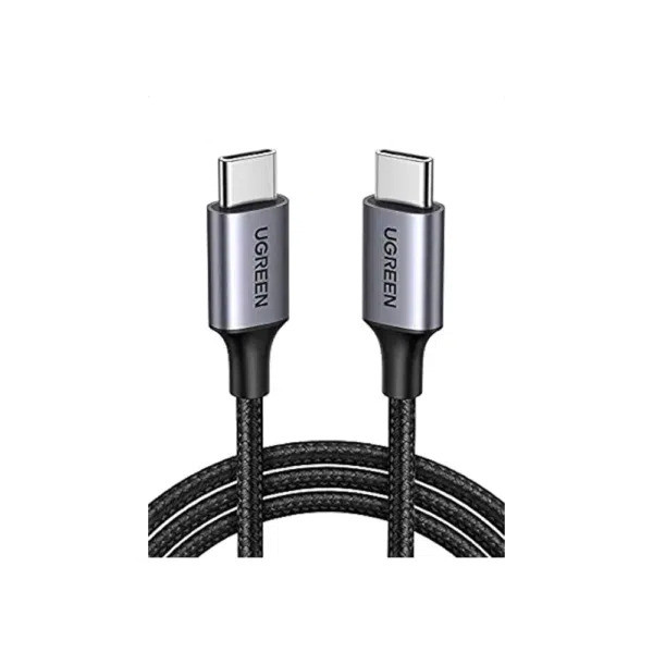 كيبل يوجرين USB 2.0 C M/M مستدير مطلي بالنيكل وغطاء من الألومنيوم بطول 1 متر (رمادي أسود)