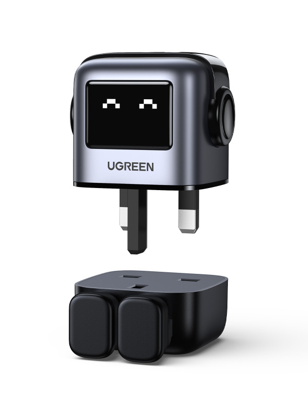 UGREEN Nexode RG 65W شاحن سريع 3 منافذ GaN رمادي المملكة المتحدة