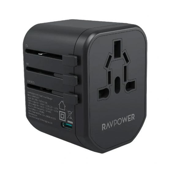 شاحن Ravpower RP-PC1033 PD PIONEER للسفر بقوة 20 وات و3 منافذ