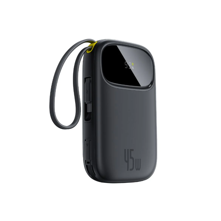 بنك طاقة Baseus EnerFill FC31 Qpow3 ذو الشاشة الرقمية مع كابلين USB-C مدمجين سعة 10000 مللي أمبير