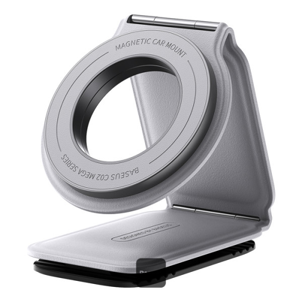 حامل سيارة مغناطيسي من سلسلة Baseus PrimeTrip C02 Mega إصدار لاصق باللون الرمادي الفاتح