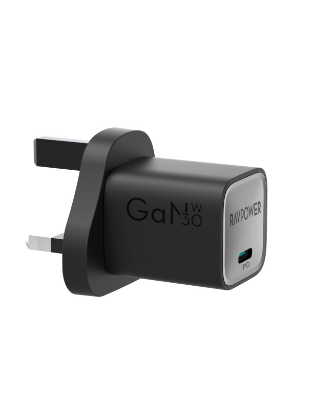 شاحن RAVPower RP-PC1056 Mini PD30W GaN type C باللون الأسود