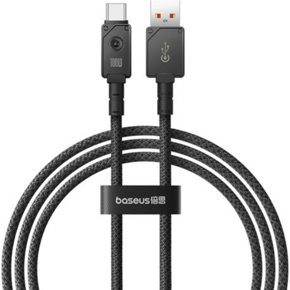 كيبل بيانات سريع الشحن من سلسلة Unbreakable Series USB إلى Type-C بقوة 100 وات بطول 1 متر من Baseus، أسود عنقودي