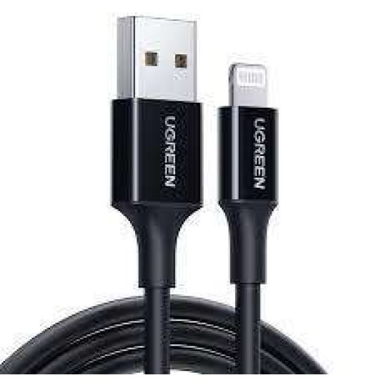 كيبل يو إس بي-إيه ذكر إلى لايتنينج ذكر من يوجرين، مطلي بالنيكل، غلاف ABS بطول 1 متر (أسود)