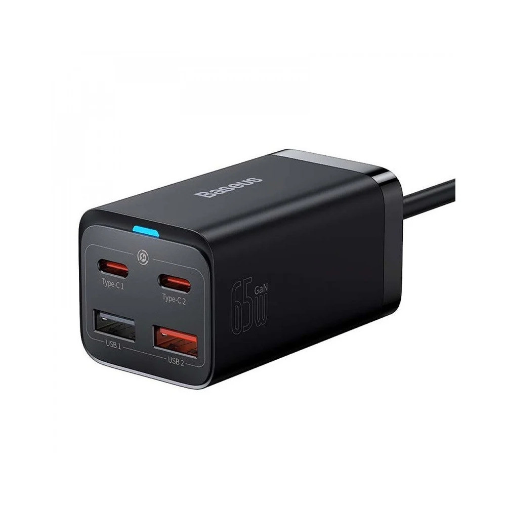 شريط طاقة سطح المكتب GaN3 Pro من Baseus AC+2U+2C 65W المملكة المتحدة أسود