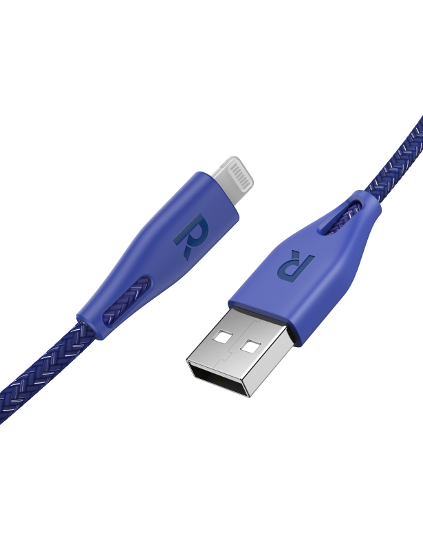 كيبل USB A إلى Lightning RP-CB1028 بطول 3 متر من النايلون باللون الأزرق