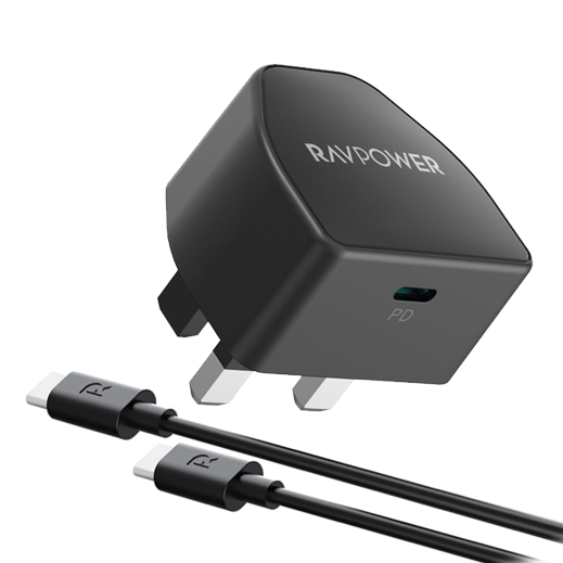 شاحن حائط RAVPower RP-PC1032 PD20W + كابل USB C إلى USB C