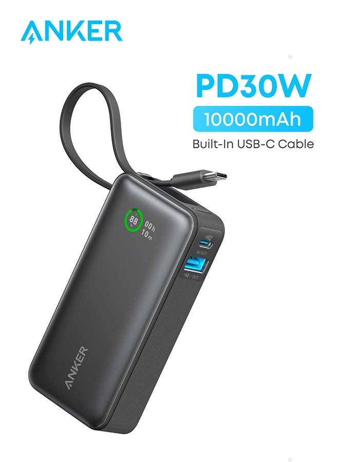 باور بانك أنكر نانو (30 واط، كابل USB-C مدمج) 10000 PD