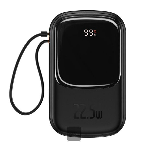 بوربنك Qpow Pro الرقمي للشحن السريع من Baseus 20000 مللي أمبير في الساعة 22.5 وات إصدار Type-C أسود (مع: كابل شحن بسيط USB إلى Type-C 3A 0.3 متر أسود) إصدار خارجي