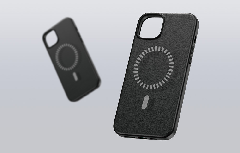 كفر مغناطيسي من سلسلة Baseus Fauxther لهاتف iPhone 15 - أسود متكتل "ملمس مريح